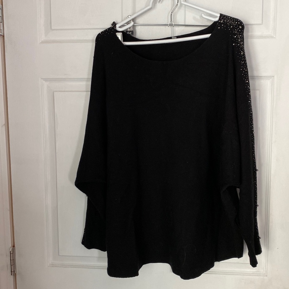 Black Sweater with Beaded sleeves